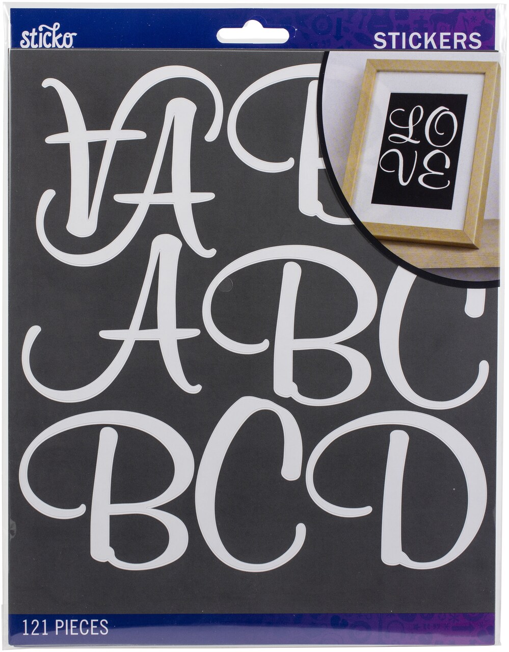 Sticko Alphabet Stickers - Script Extra Large, White, 121pcs
